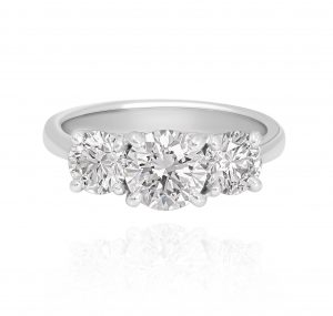 Round diamond trilogy engagement ring