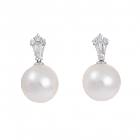 White gold Pearl and Diamond Earrings