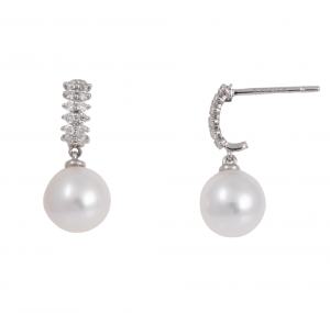 Freshwater pearl and Diamond Zip Earrings