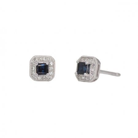 Dark blue sapphire and diamond earrings