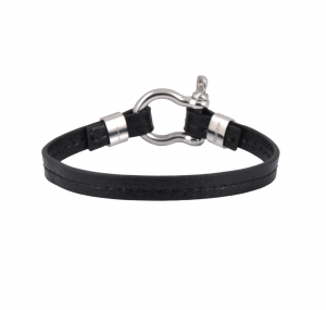 Black leather screw clasp bracelet