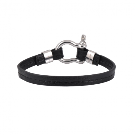 Black leather screw clasp bracelet