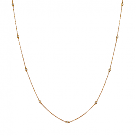 Bezel set diamond trace chain necklace
