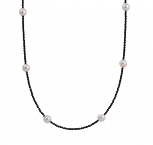 Freshwater Pearl and Black Spinel Bead Necklace