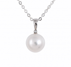 south sea pearl and bezel diamond pendant