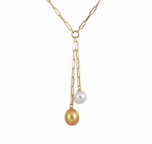 Lariat two tone south sea pearl necklace