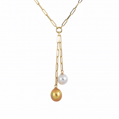 Lariat two tone south sea pearl necklace