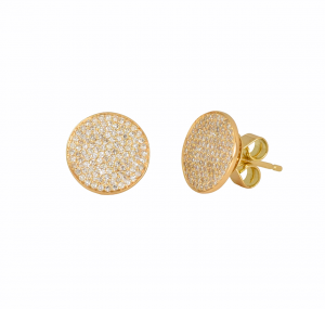 pave diamond disc stud earrings