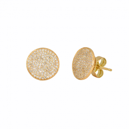 pave diamond disc stud earrings
