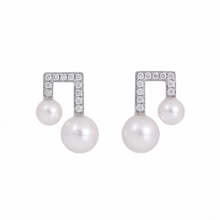 akoya pearl diamond musical note earrings