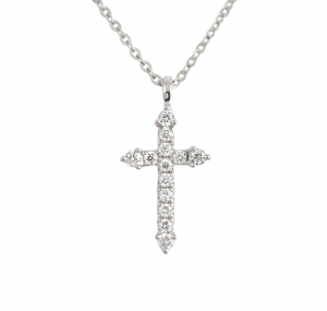 Claw Set Diamond Cross Necklace