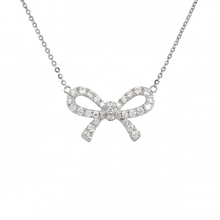 claw set diamond bow necklace