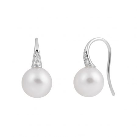Autore South Sea Pearl and Diamond Hook Earrings