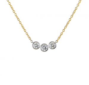 Bezel Set Three Diamond Necklace