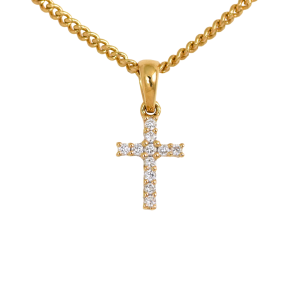 Claw set diamond cross pendant