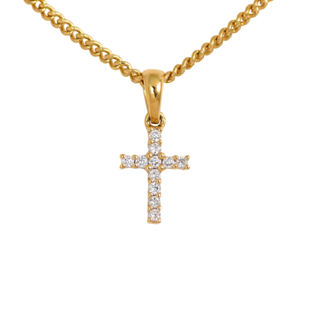Claw set diamond cross pendant