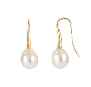 Circle South Sea Pearl Tapered Hook Earrings