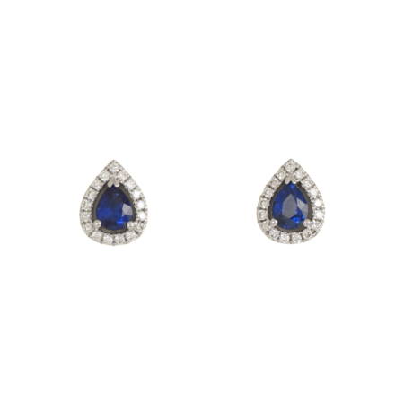Sapphire and Diamond Pear Earrings