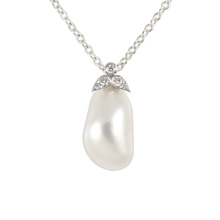 Keshi South Sea Pearl and Diamond Pendant