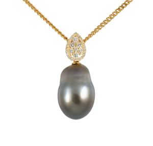 Tahitian Pearl Enhancer and diamond necklace