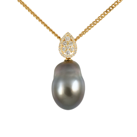 Tahitian Pearl Enhancer and diamond necklace