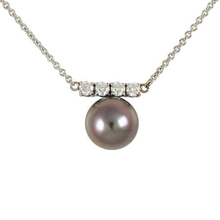Tahitian Pearl and Diamond Bar Necklace