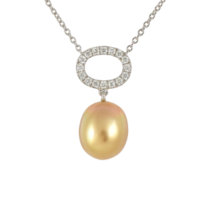 Golden South Sea Pearl Open Oval Necklace