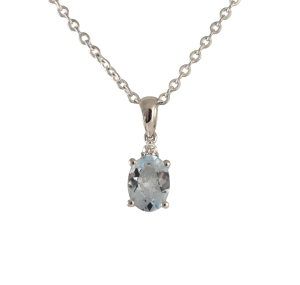 Oval Cut Aquamarine and Diamond Pendant | Q30002
